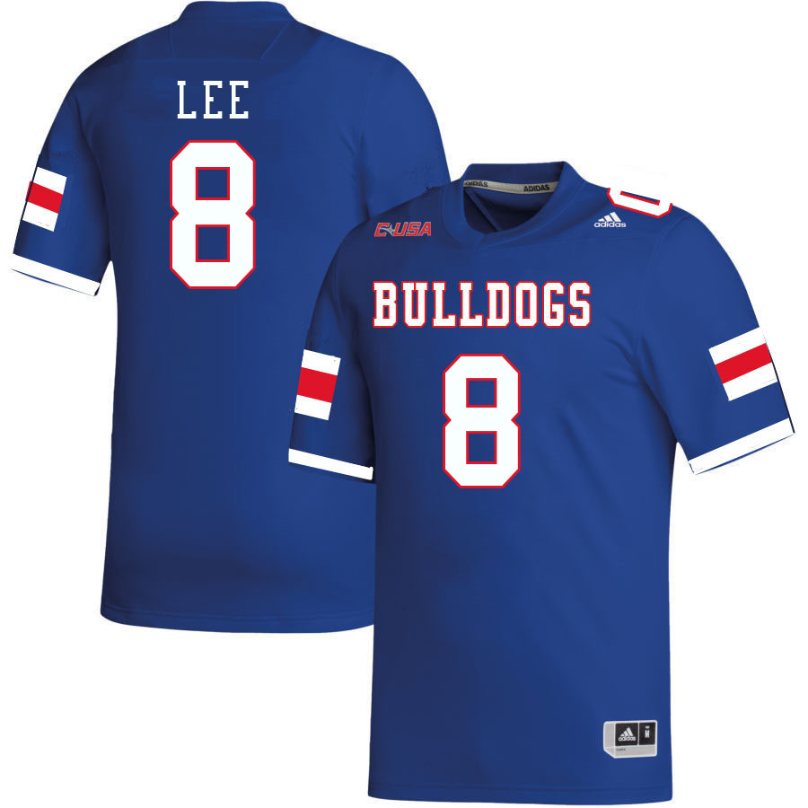 Men-Youth #8 Devonta Lee Louisiana Tech Bulldogs 2023 College Football Jerseys Stitched-Blue